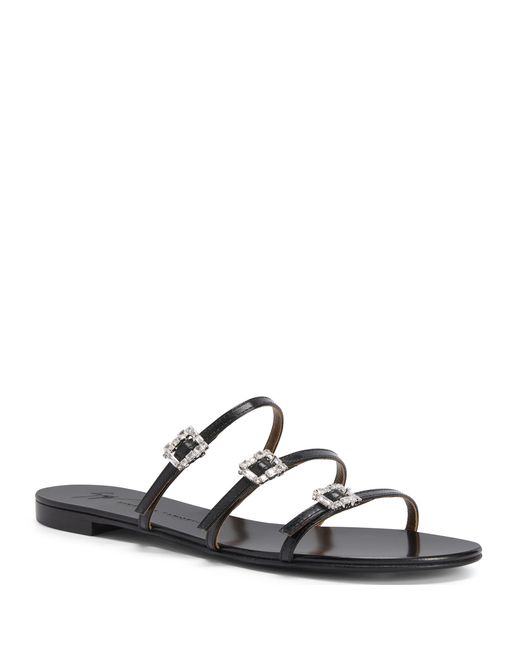 Giuseppe Zanotti Black Himari Jewel Flat Sandals, Brand Size 37 Us
