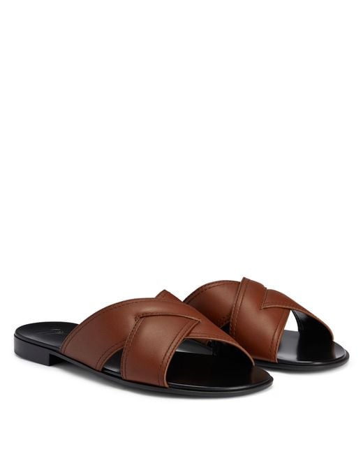 Giuseppe Zanotti Brown Flavio Crossed-leather Sandals for men