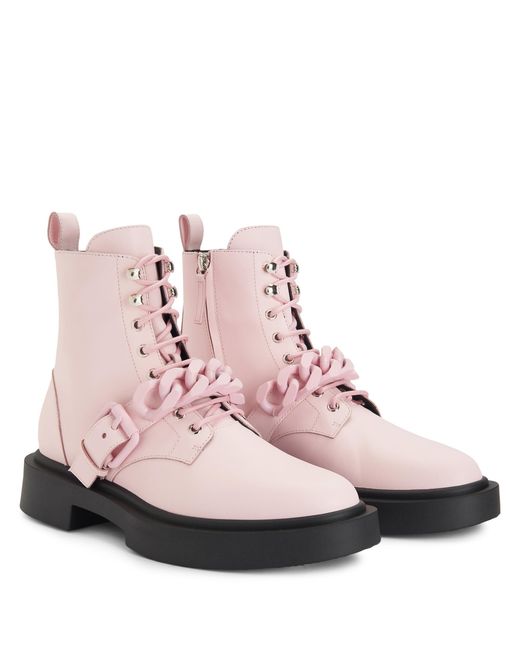 Giuseppe Zanotti Pink Adric Chain-Trim Combat Boots for men