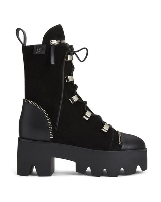 Giuseppe Zanotti Black Juliett Platform Hiking Boots