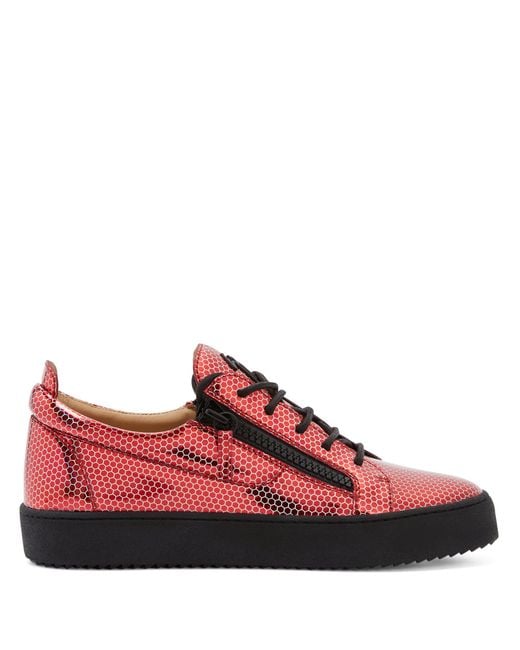 Giuseppe Zanotti Red Frankie Double-Zip Low-Top Sneakers for men