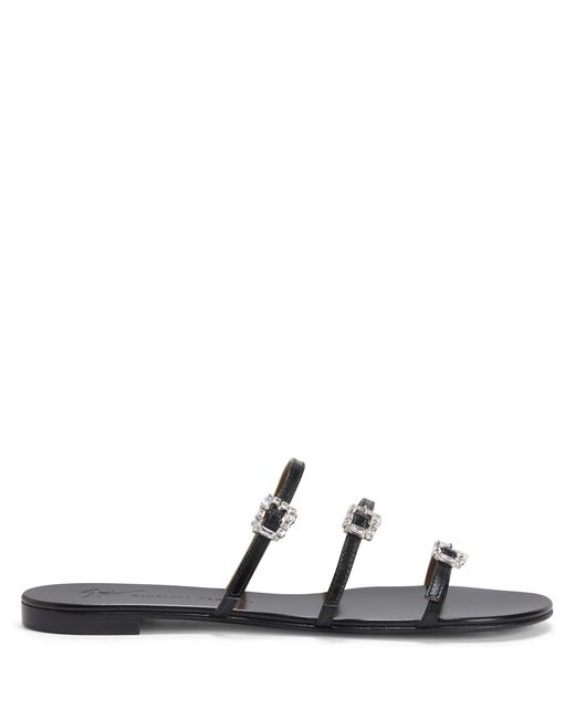 Giuseppe Zanotti Black Himari Jewel Flat Sandals, Brand Size 37 Us