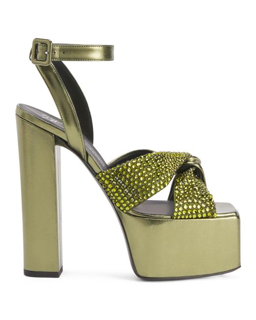 Giuseppe Zanotti Green Embellished Stiletto Sandals