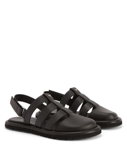 Giuseppe Zanotti Black Rusery Leather Cage Sandals for men