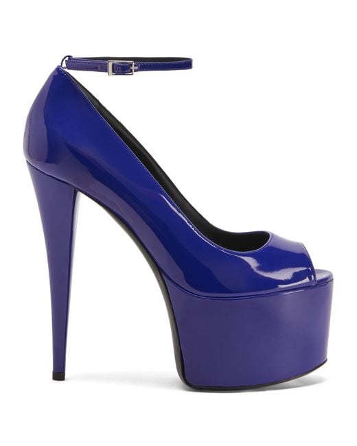 Giuseppe Zanotti Blue Patent Synthetic Platform Sandals