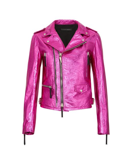 Giuseppe Zanotti Pink Metallic Biker Jacket