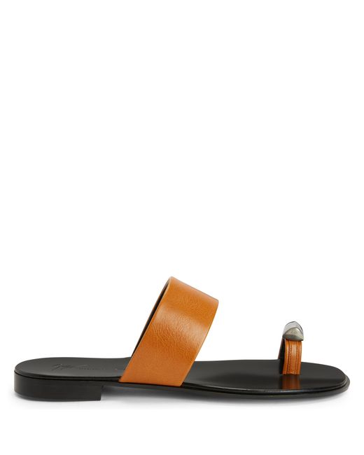 Giuseppe Zanotti Brown Norbert Leather Toe-Loop Sandals for men