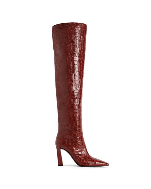 Giuseppe Zanotti Brown 90Mm Crocodile-Embossed Knee-High Boots