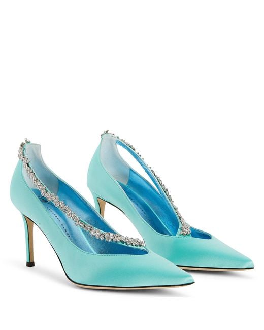 Giuseppe Zanotti Blue Filipa Crystal 105Mm Pumps