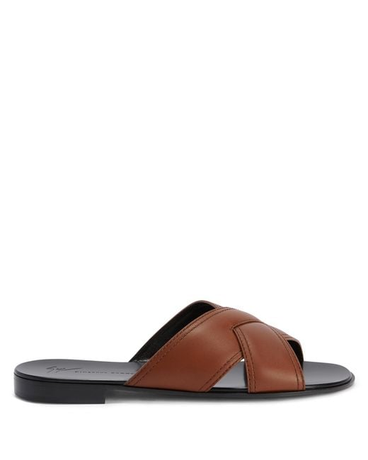 Giuseppe Zanotti Brown Flavio Crossed-leather Sandals for men