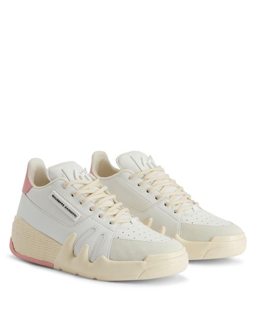 Giuseppe Zanotti White Talon Logo-Patch Leather Sneakers, Brand Size 35 Us Size 5