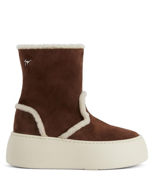 Giuseppe Zanotti Brown Gz League Fur Bootie