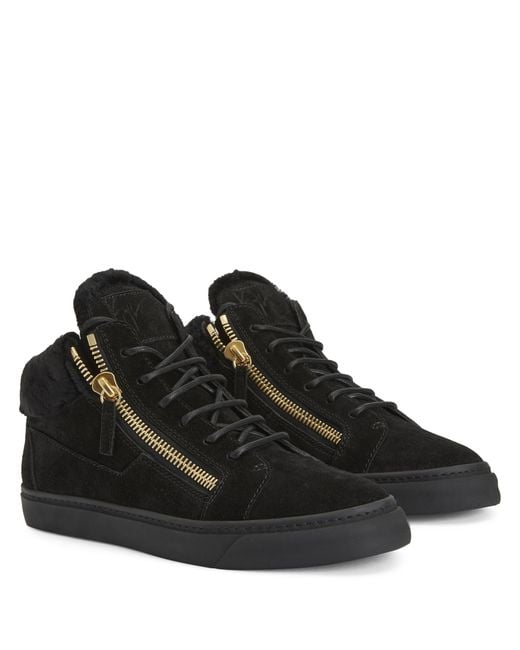 Giuseppe Zanotti Black Kriss Suede Mid-top Sneakers