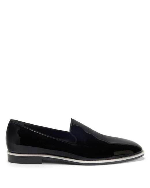 Giuseppe Zanotti Black Vilbert Patent-Finish Leather Loafers for men