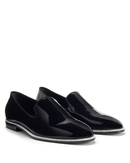 Giuseppe Zanotti Black Vilbert Patent-Finish Leather Loafers for men