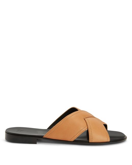 Giuseppe Zanotti Brown Flavio Crossover-Straps Leather Sandals for men
