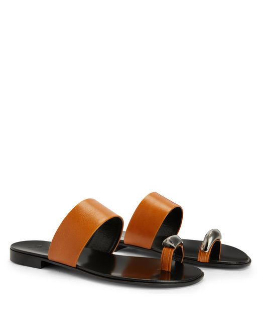 Giuseppe Zanotti Brown Norbert Leather Toe-Loop Sandals for men