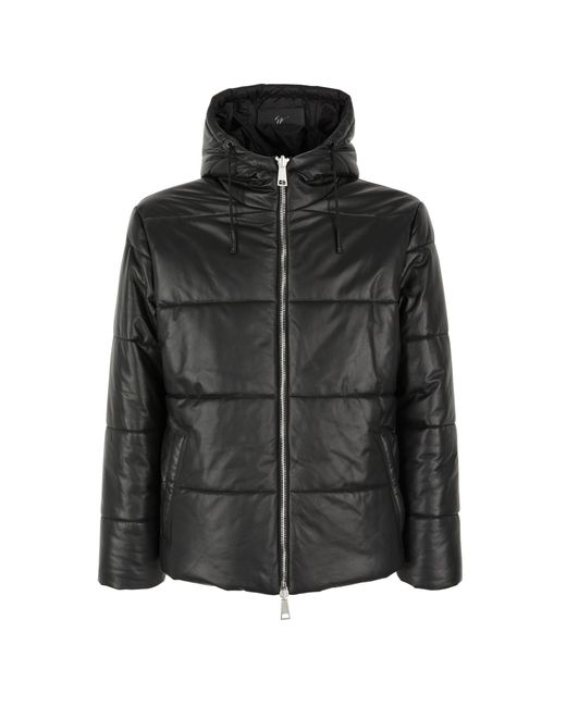 Giuseppe Zanotti Gefüttert Lederjacke Mit Kapuze in Black für Herren