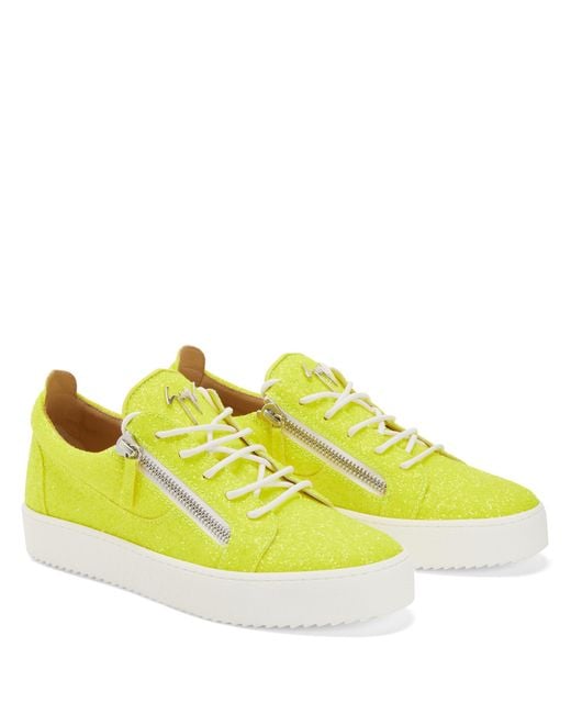 Giuseppe Zanotti Yellow Gail Glitter Sneakers