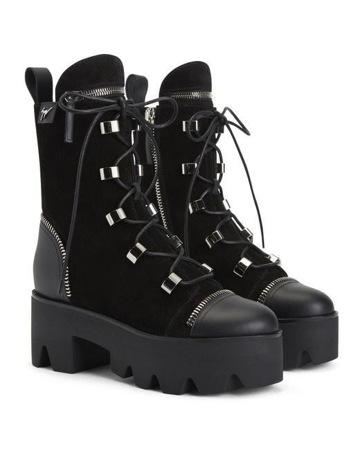Giuseppe Zanotti Black Juliett Platform Hiking Boots