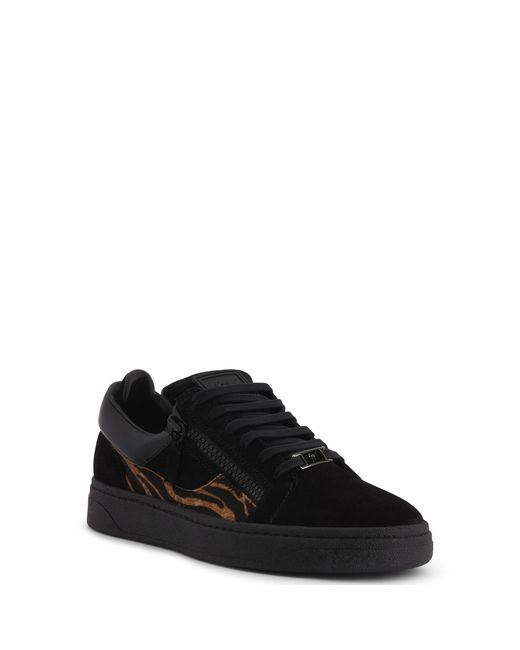 Giuseppe Zanotti Black Gz94 Zebra-Print Lace-Up Sneakers for men