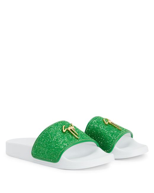 Giuseppe Zanotti Green Brett Glitter Slides