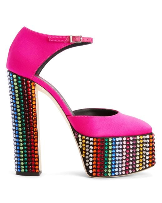 Giuseppe Zanotti Pink Bebe Studded Platform Pumps