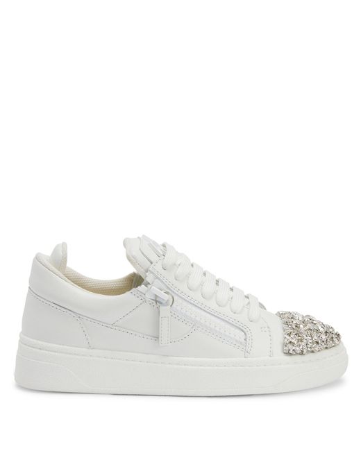 Giuseppe Zanotti White Gz94 Crystal-Embellished Sneakers