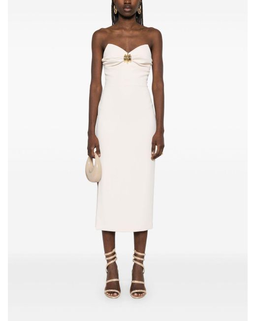 Abito midi in crêpe con fiocco di Elisabetta Franchi in White da Uomo