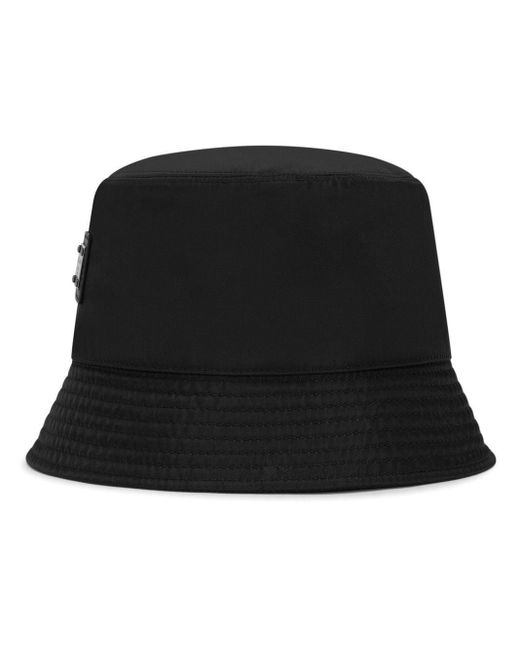 Cappello pescatore con placca logata di Dolce & Gabbana in Black da Uomo