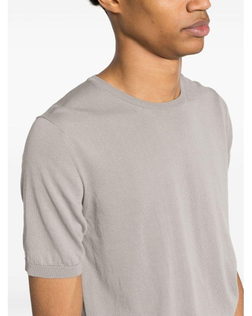 T-shirt in maglia grigia di Roberto Collina in Gray da Uomo