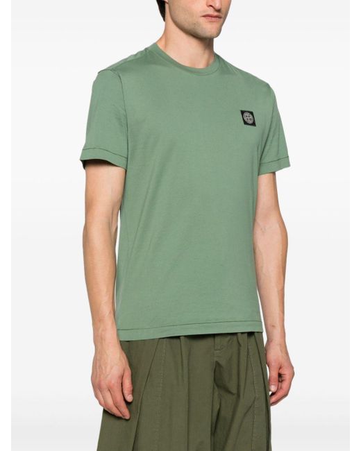 T-Shirt Con Applicazione Compass di Stone Island in Green da Uomo