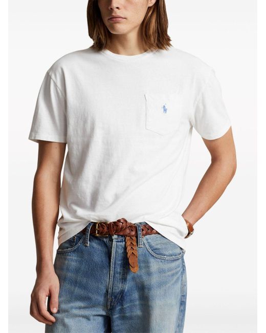 | T-shirt in cotone con tasca e ricamo logo | male | BIANCO | XL di Polo Ralph Lauren in White da Uomo