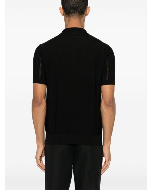 Polo nera in maglia a coste di Roberto Collina in Black da Uomo
