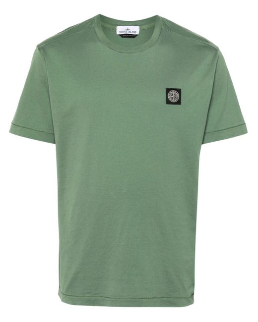 T-Shirt Con Applicazione Compass di Stone Island in Green da Uomo