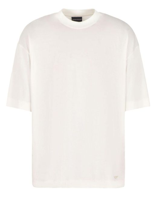 T-shirt beige lyocell di Emporio Armani in White da Uomo