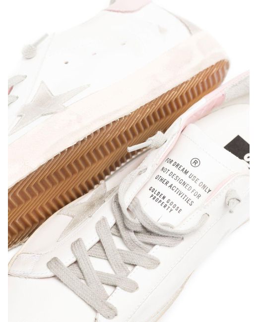 Sneakers Super-Star bianche con dettaglio rosa di Golden Goose Deluxe Brand in White