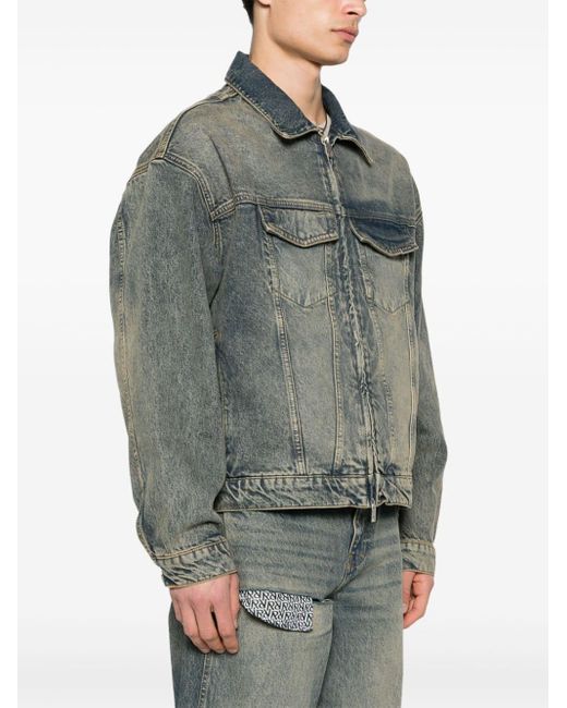 R4 washed-denim jacket di Represent in Gray da Uomo