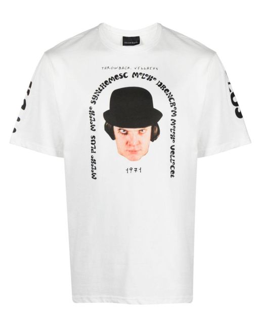 T-shirt Alex White con stampa di Throwback. da Uomo