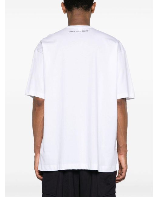 T-shirt basic bianca manica lunga di Comme des Garçons in White da Uomo
