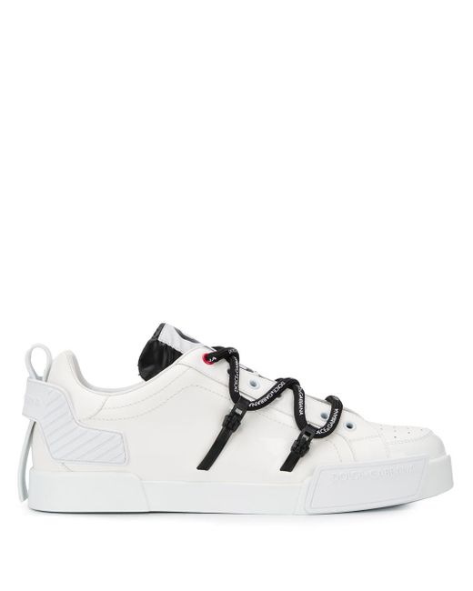 Sneakers Portofino con stampa di Dolce & Gabbana in White da Uomo