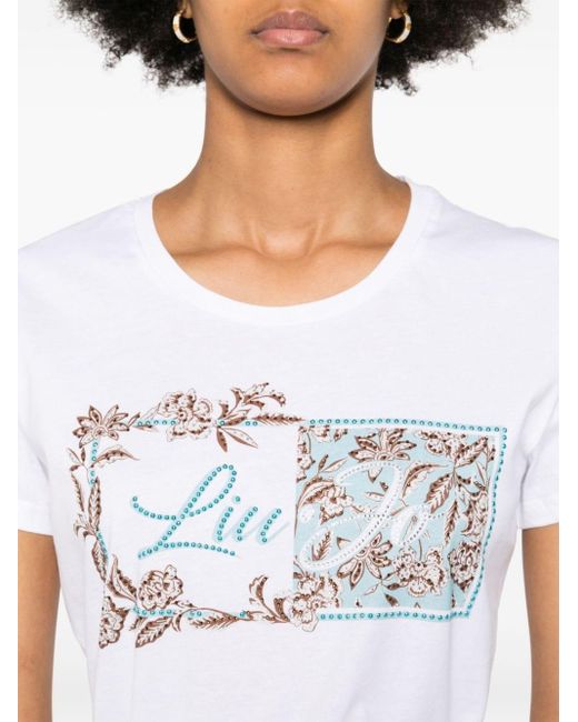 T-shirt con strass di Liu Jo in White da Uomo