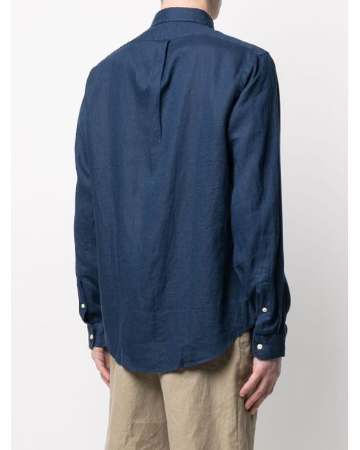 Camicia in lino slim-fit di Polo Ralph Lauren in Blue da Uomo