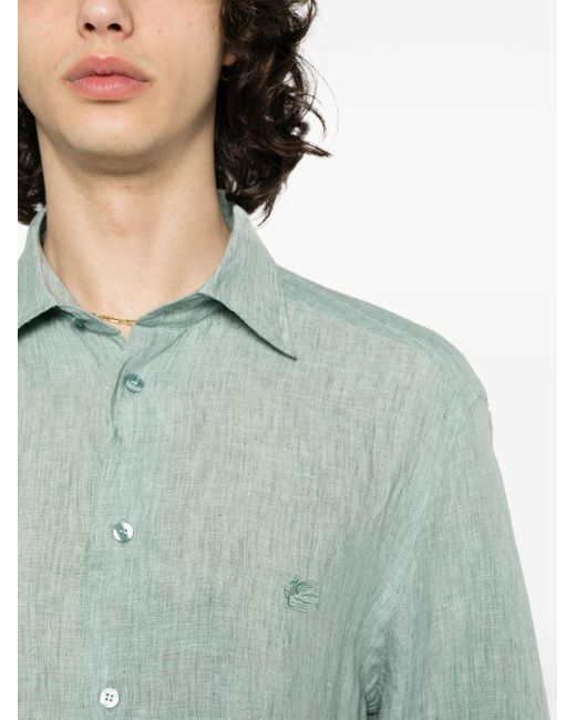 Camicia Pegaso con ricamo di Etro in Green da Uomo