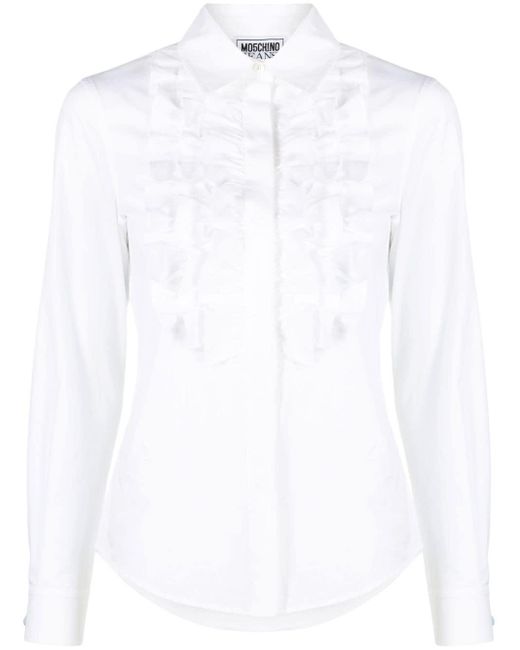 Camicia con ruches di Moschino Jeans in White