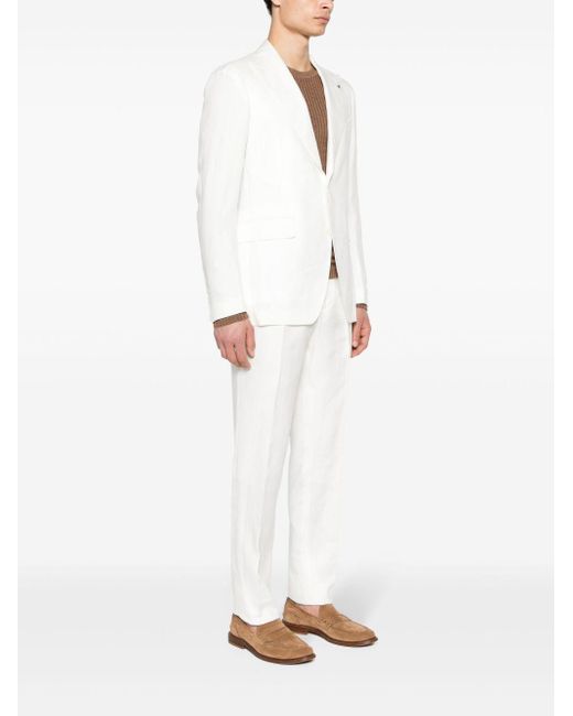 Abito monopetto in lino di Tagliatore in White da Uomo