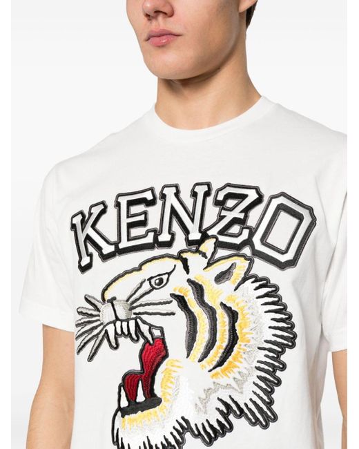 T-shirt tiger varsity di KENZO in White da Uomo