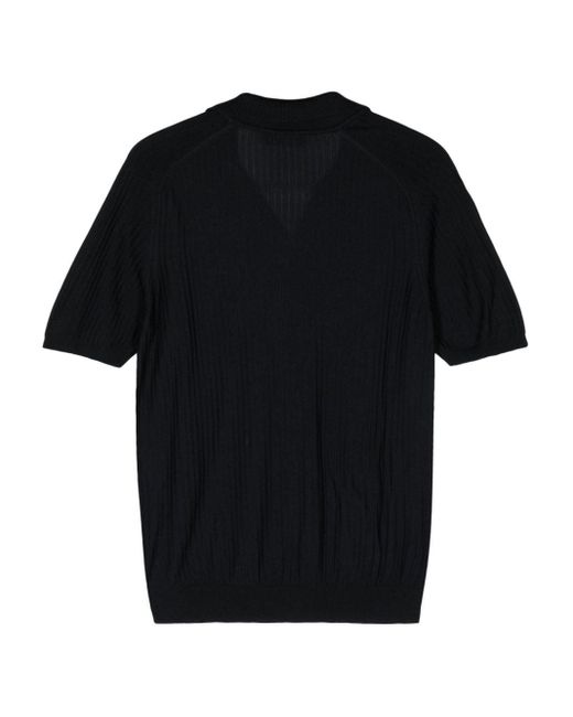 Split-neck polo shirt di Roberto Collina in Black da Uomo