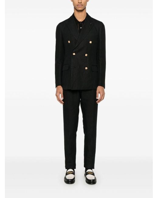 Polo nera in maglia a coste di Roberto Collina in Black da Uomo