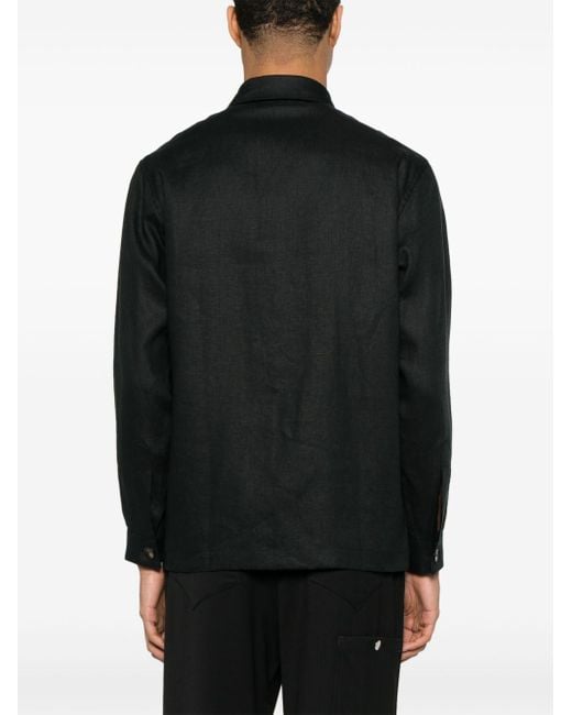 Camicia nera in lino di Michael Coal in Black da Uomo